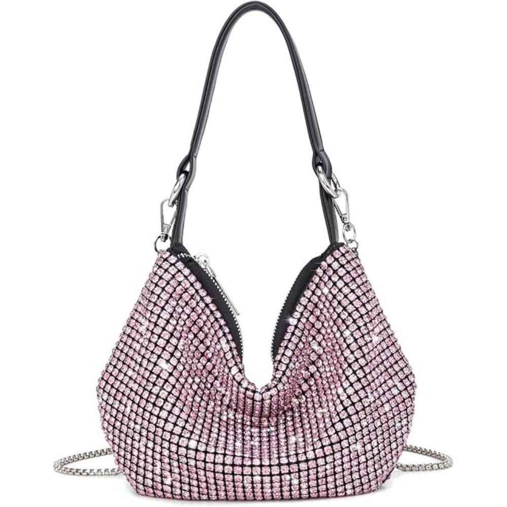 NWT Sparkling Bling Swarovski Crystal Rhinestones: Half Moon Purse +Gift - Picture 2 of 6